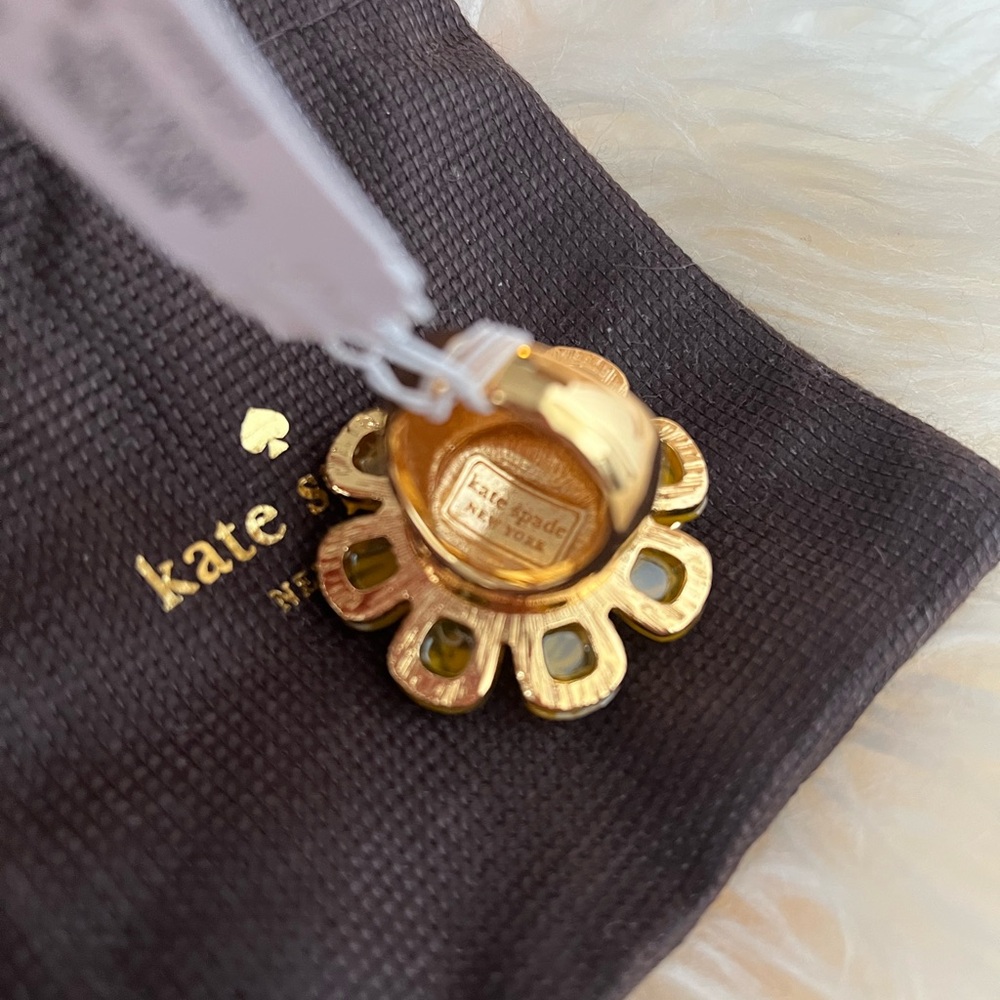 NWT 100% AUTH Kate Spade Yellow Flower Queen Bee Cocktail Ring Sz 7 - Picture 4 of 9
